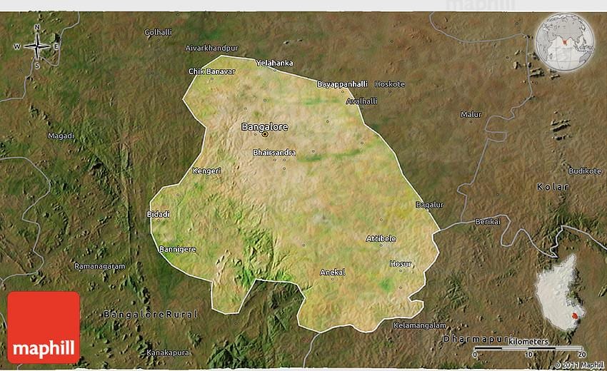 kat jeyografik satelit nan Bangalore