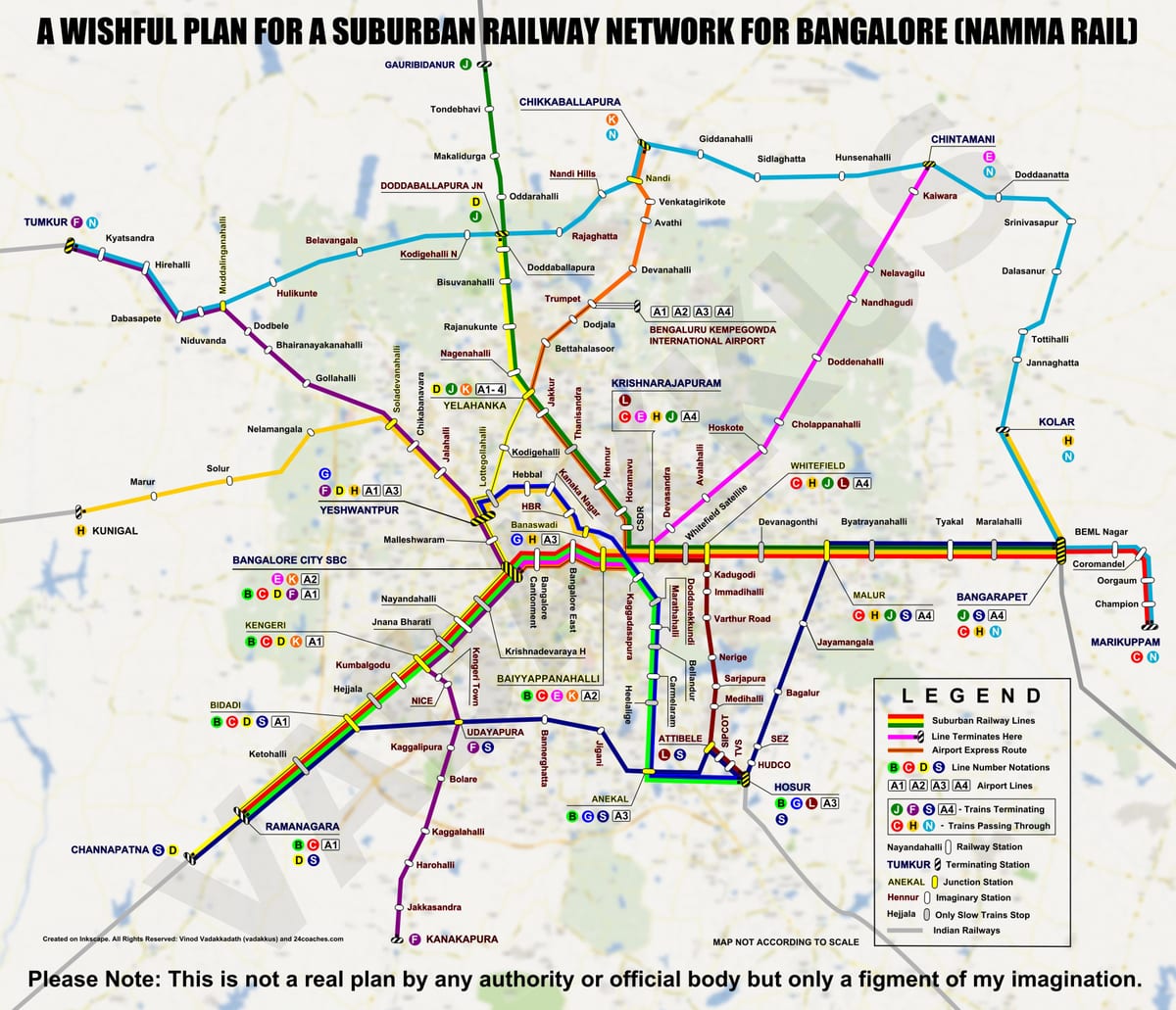 kat jeyografik nan Bangalore estasyon tren