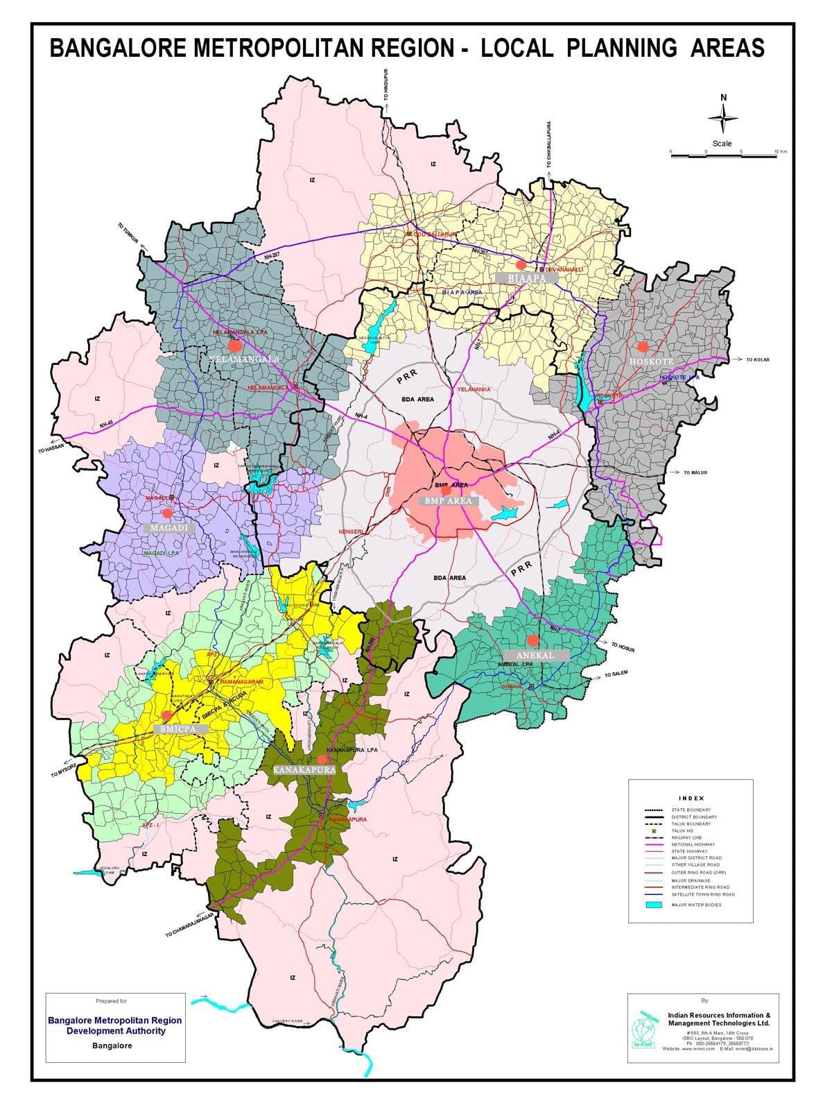 Bangalore kat jeyografik ak zòn