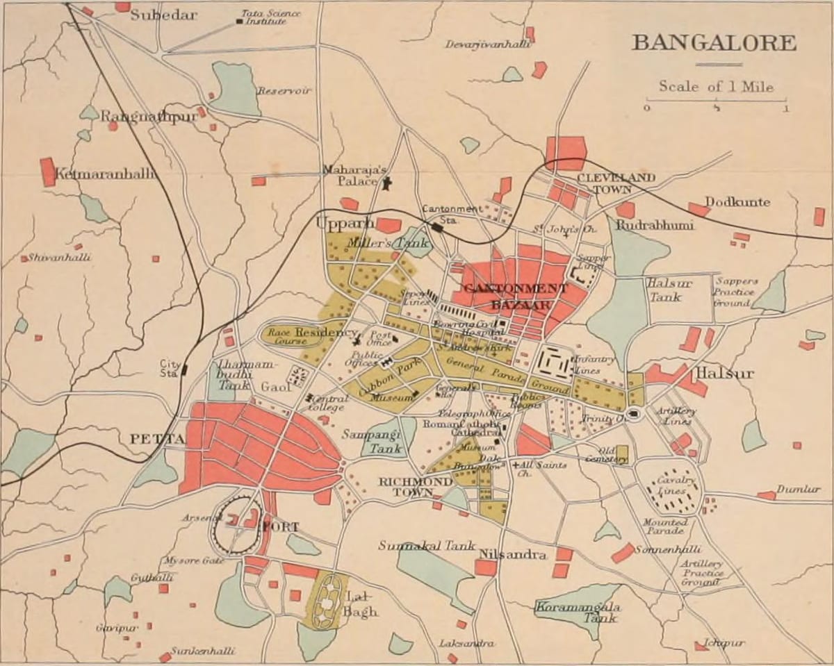 Bangalore fin vye granmoun kat jeyografik