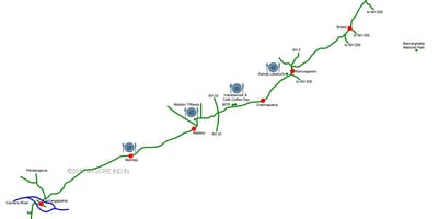 Kat jeyografik ki soti nan Bangalore nan Mysore
